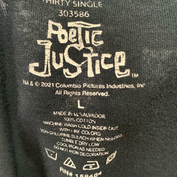 OFFICIAL TUPAC POETIC JUSTICE GOLD SHIMMER GRAPHIC TEE SHIRT SIZE LARGE - Picture 3 of 3